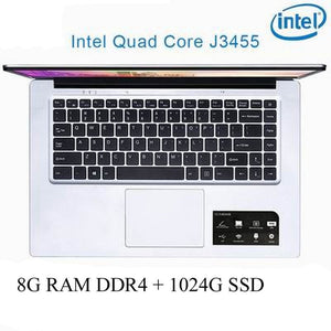 P2-3 8G RAM 1024G SSD Intel Celeron J3455 Gaming laptop notebook computer keyboard and OS language available for choose