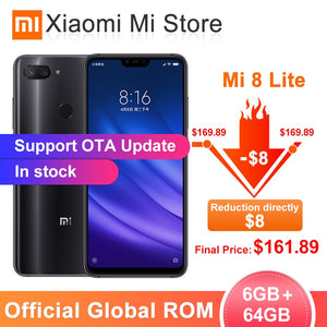 In stock Global ROM Xiaomi Mi 8 Lite 6GB RAM 64GB ROM Smartphone Snapdragon 660 6.26" 2280 x 1080 FHD+Screen 24.0MP Front Camera
