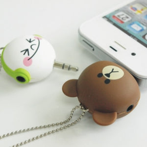 One to two Music Sharing Device Cartoon Headset Deconcentrator 3.5mm Anti Dust Plug Cell Phone Accessories For Iphone All Phone