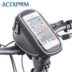 ACEXPNM Bicycle Front Frame Handlebar Bag Pouch For 5" Inch Cellphone Bike Phone Bag Touch Screen Cycling Equipment Accessories