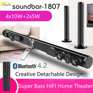 Wireless TV Soundbar Bluetooth Speaker Stylish Fabric Sound Bar Hifi 3D Stereo Surround Support RCA AUX HDMI For Home Theater