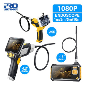 PROSTORMER 4.3 inch Industrial Endoscope 1080P Inspection Camera for Auto Repair Tool Snake Hard Handheld Wifi Endoscope Android