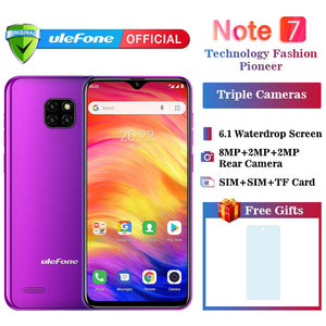 Ulefone Note 7 Smartphone 3500mAh 19:9 Quad Core 6.1inch  Waterdrop Screen 16GB ROM Mobile phone WCDMA Cellphone  Android8.1