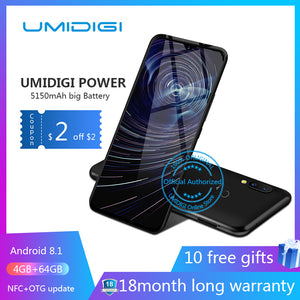 Umidigi power 6.3" 4GB 64 ROM Mobile phone Octa Core Android 9.0 16MP+16MP Cell phone NFC 4g 5150mAh unlocked smartphone gsm