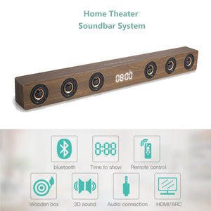 Wireless TV Soundbar Bluetooth Speaker 30W Sound Bar Hifi Stereo Sound Wooden Sound Bar with RCA AUX HDMI For TV Home Theater