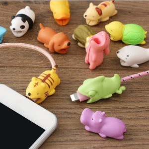 Cute Animal Shape Cable Protector Soft Silicone Anti Break Data Line Protective Cell Computers Mobile Phone Accessories