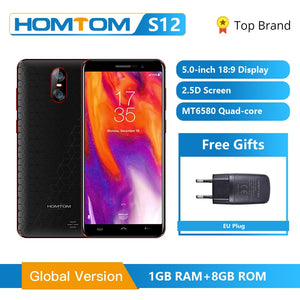 Global Version HOMTOM S12 3G Smartphone Android 6.0 5.0 inch 18:9 Full Display 1GB+8GB MTK6580 Quad Core Unlocked Mobile Phone