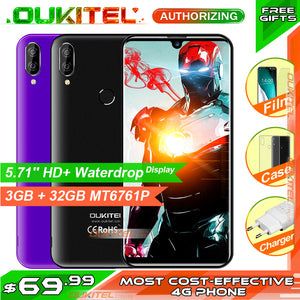 OUKITEL C16 PRO 5.71'' HD+ Waterdrop Screen 4G Smartphone MT6761P Quad Core 3GB 32GB Android9.0 Pie Face ID Mobile Phone 2600mAh