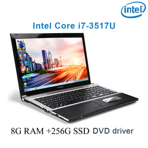 P8-2 black 8G RAM 128/256/512/1024G SSD i7 3517u 15.6" gaming laptop DVD driver HD screen business notebook computer