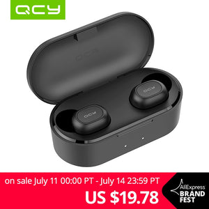 QCY QS2 TWS Mini Dual V5.0 Bluetooth Earphones True Wireless Headsets 3D Stereo Sound Earbuds Dual Microphone With Charging box