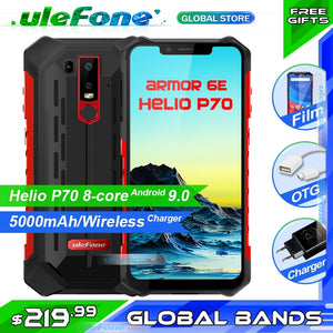 Ulefone Armor 6E IP68 Waterproof Mobile Phone Helio P70 4GB+64GB 6.2" wireless charger 5000mAh Android 9.0 Smartphone NFC