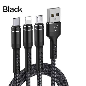 ROCK 3 in 1 USB Cable For iPhone XS X 8 7 6s Charging Charger Type-C Micro USB Cable For Android USB Type C Mobile Phone Cables