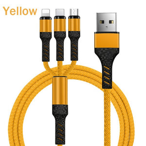 ROCK 3 in 1 USB Cable For iPhone XS X 8 7 6 Charging Charger Type-C Micro USB Cable For Android USB Type C Mobile Phone Cables