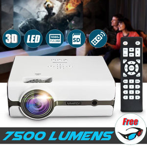 HD 1080P Portable Mini Projector 7500 Home Theater with Internal Cinema USB TV HDMI 3D Projector