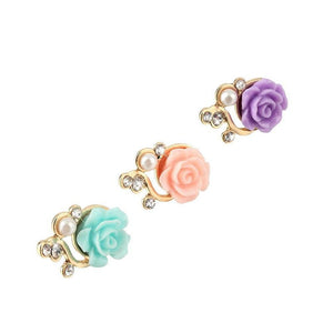 2019 New Vertical Elegant Rose Flower 3D Crystal Pearl Anti Dust Plug Charms Mobile Phone 3.5mm Earphones Hole Accessories r30