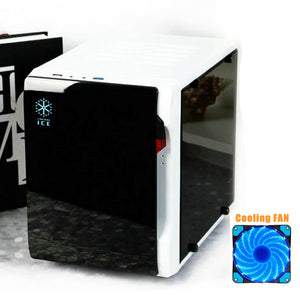 DIY Desktop Computer Case Chassis Transparent Side Mini PC Case Support Full Size Video Card HTPC Case