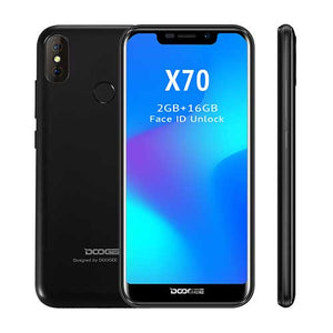 DOOGEE X70 Smartphone Face Unlock  5.5'' U-Notch 19:9 MTK6580 Quad Core 2GB RAM 16GB ROM Dual Camera 8.0MP Android 8.1 4000mAh