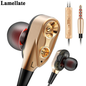 Lamellate Stereo Wired Earphone Headphone 2 Dynamic Super Bass For Xiaomi Samsung Huawei Phone Mp3 Earphone 3.5mm With Mic Jack