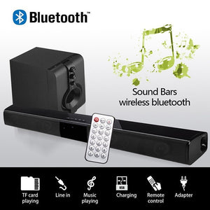 20W Sound Bar Bluetooth Soundbar Column Dual Subwoofers Speaker Home Theater Surround Sound System Hang Wall Built-in 3D Stereo