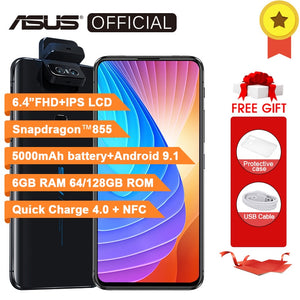 Global Version ASUS Zenfone 6 Qualcomm Snapdragon 855 6GB RAM 64GB ROM Phone 48+13MP Fingerprint 5000mAh 6.4 inch 4G Smartphone